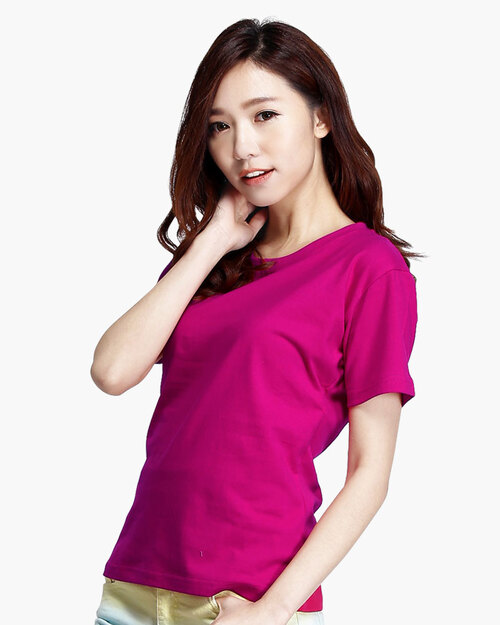 圓領T短袖/純綿/素面款/女-玫紅  |女裝|夏日輕衫系列|純棉T恤系列