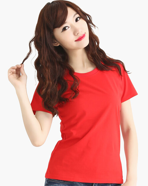 圓領T短袖/純綿/素面款/女-大紅  |女裝|夏日輕衫系列|純棉T恤系列