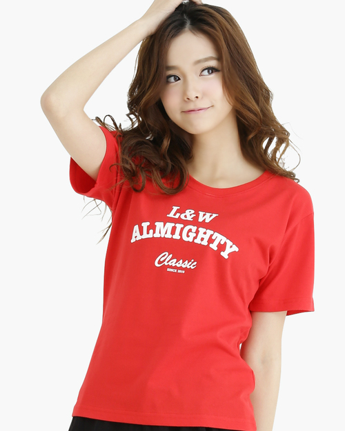 圓領T短袖/純綿/圖T款/SINCE 2010/女-紅  |女裝|夏日輕衫系列|純棉T恤系列